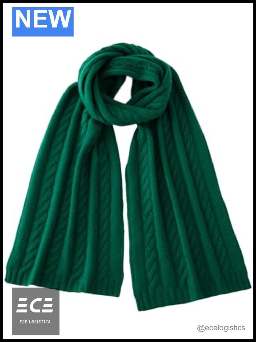 100% Cashmere Cable Knit Scarf Lightweight Winter Wrap 72x12